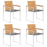 Градински столове 4 бр с възглавници тиково дърво масив