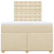 Боксспринг легло с матрак, кремаво, 120x190 см, плат