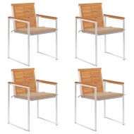 Градински столове 4 бр с възглавници масивно акациево дърво