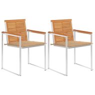 Градински столове с възглавници, 2 бр, акация масив и стомана