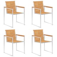 Градински столове, 4 бр, с възглавници, тиково дърво масив