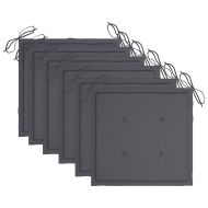 Градински столове, 6 бр, с възглавници, тиково дърво масив