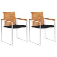 Градински столове с възглавници, 2 бр, акация масив и стомана