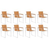 Градински столове 8 бр с възглавници масивно акациево дърво