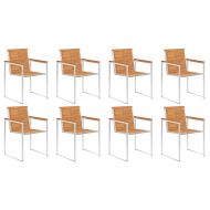 Градински столове 8 бр с възглавници масивно акациево дърво