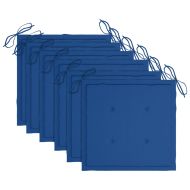 Градински столове, 6 бр, с възглавници, тиково дърво масив