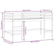 Детско високо легло със стълба, 80x200 см, бор масив