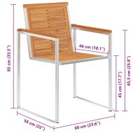 Градински столове 6 бр с възглавници масивно акациево дърво