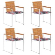 Градински столове 4 бр с възглавници масивно акациево дърво