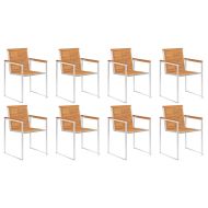 Градински столове 8 бр с възглавници масивно акациево дърво