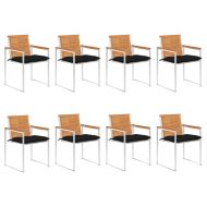 Градински столове 8 бр с възглавници масивно акациево дърво