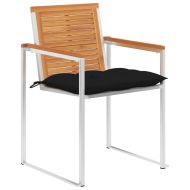 Градински столове 8 бр с възглавници масивно акациево дърво