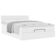 Османска легло с матрак, бяло, 140x200 см, изкуствена кожа