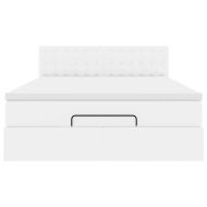 Османска легло с матрак, бяло, 140x200 см, изкуствена кожа