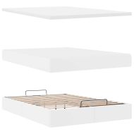 Османска легло с матрак, бяло, 140x200 см, изкуствена кожа