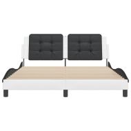 Рамка за легло без матрак Zadar, бяла, черна, 160x200см, изкуствена кожа