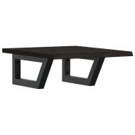 Стенен рафт за мивка, стомана и масивно дърво дъб