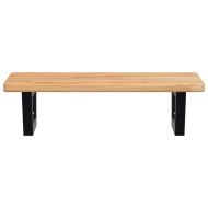 Стенен рафт за мивка, стомана и масивно дърво дъб