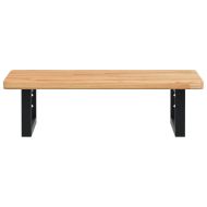 Стенен рафт за мивка, стомана и масивно дърво дъб