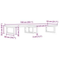 Стенен рафт за мивка, стомана и масивно дърво бук