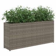Градински сандък с 2 саксии, сив, 90x20x40 см, полиратан