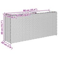 Градински сандък с 2 саксии, сив, 90x20x40 см, полиратан