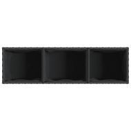 Градински сандък с 3 саксии, черен, 105x30x32 см, полиратан
