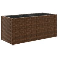 Градински плантер с 2 саксии, кафяв, 72x30x32 см, полиратан