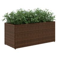 Градински плантер с 2 саксии, кафяв, 72x30x32 см, полиратан