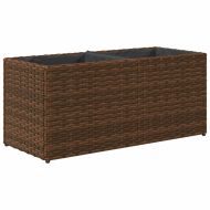 Градински плантер с 2 саксии, кафяв, 72x30x32 см, полиратан