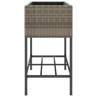 Градински плантери с рафт, 2 бр, сив, 90x40x75 см, полиратан