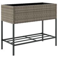 Градински плантери с рафт, 2 бр, сив, 90x40x75 см, полиратан