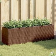 Градински плантери с 3 саксии 2 бр кафяви 105x30x32см полиратан