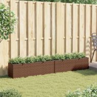 Градински плантери с 3 саксии 2 бр кафяви 105x30x32см полиратан