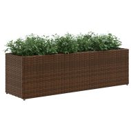 Градински плантери с 3 саксии 2 бр кафяви 105x30x32см полиратан