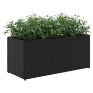 Градински плантери с 2 саксии 2 бр черни 72x30x32 см полиратан