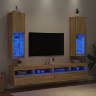 ТВ шкафове с LED осветление 2 бр дъб сонома 30,5x30x102 см