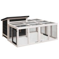 Клетка за зайци сива 144x123x67,5 см борово дърво масив