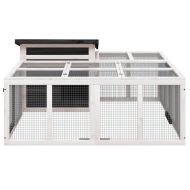 Клетка за зайци сива 144x123x67,5 см борово дърво масив