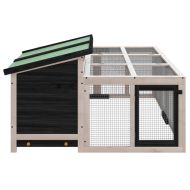 Клетка за зайци сива 144x123x67,5 см борово дърво масив