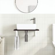 Стенен рафт за мивка, стомана и масивно дърво дъб