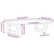 Стенен рафт за мивка, стомана и масивно дърво дъб
