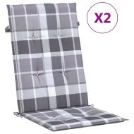 Възглавници за столове 2 бр сиво каре 120x50x3 см плат