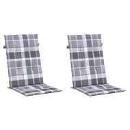 Възглавници за столове 2 бр сиво каре 120x50x3 см плат