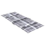 Възглавници за столове 2 бр сиво каре 120x50x3 см плат