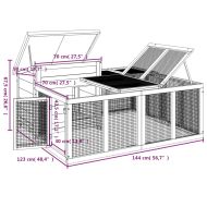 Клетка за зайци мока 144x123x67,5 см борово дърво масив