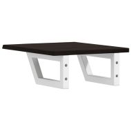 Стенен рафт за мивка, стомана и масивно дърво дъб