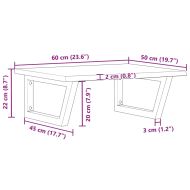 Стенен рафт за мивка, стомана и масивно дърво дъб
