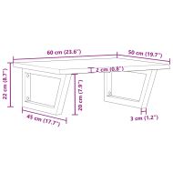 Стенен рафт за мивка, стомана и масивно дърво дъб