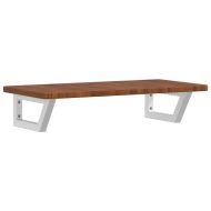 Стенен рафт за мивка, стомана и масивно дърво дъб